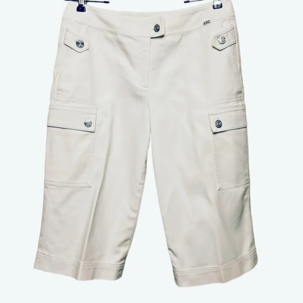 ST JOHN Off-White Cargo Bermuda Shorts Size 6‎